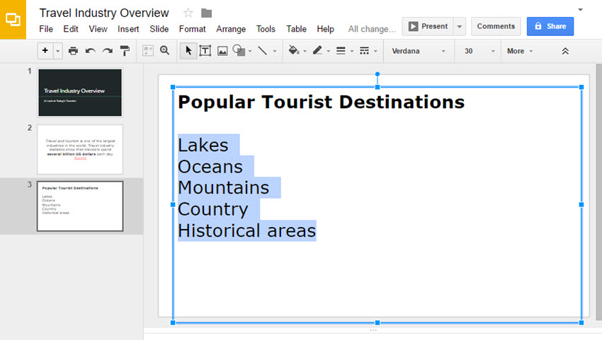 How to Add Text & Bullet Points in Google Slides Presentations